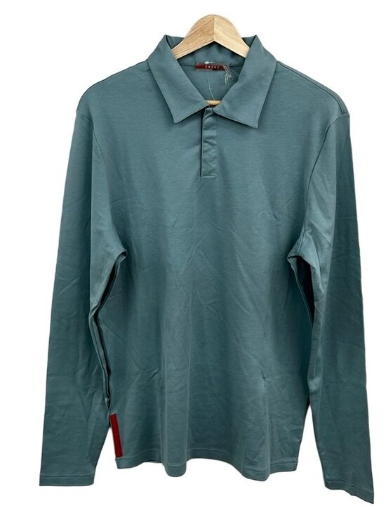 Prada Tops - ★SOLD★ Prada Sport Long Sleeve Polo Shirt M Light Blue Spring